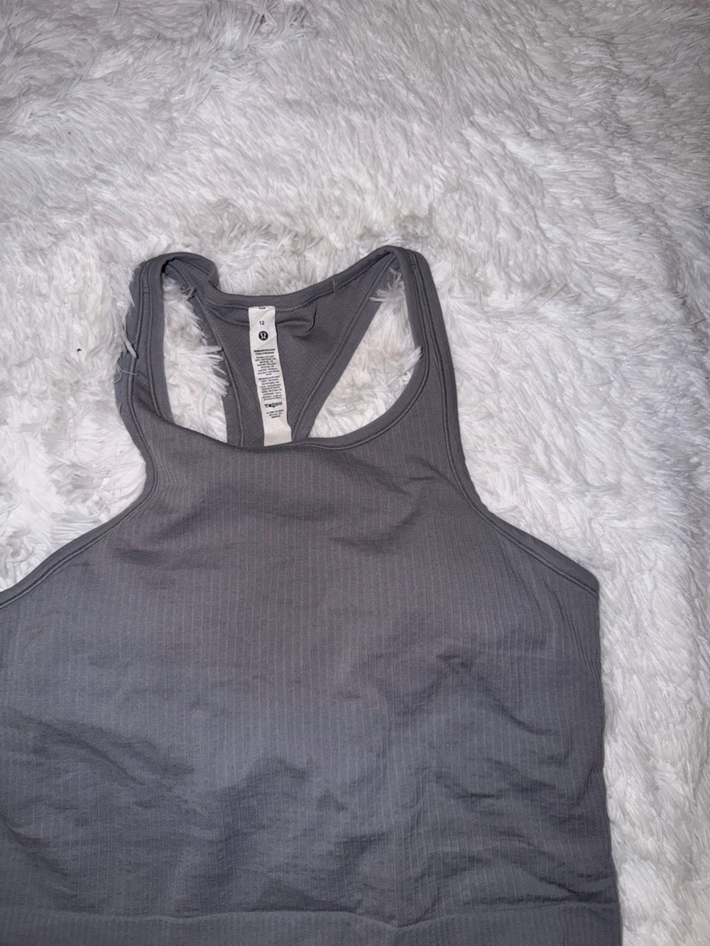 Lululemon Ebb To Street Racerback Crop Tank Light Gray size 12